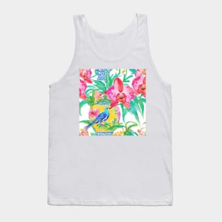 Preppy orchids in yellow chinoiserie jar Tank Top